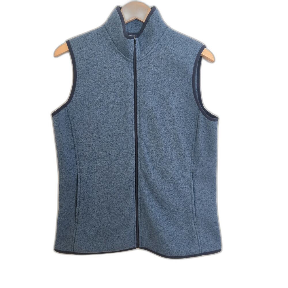 L.L. Bean Blue Heathered Fleece Full Zip Vest M Womens